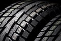 New winter tyres close-up. Royalty Free Stock Photo