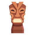 New wooden mask icon cartoon vector. Statue maya Royalty Free Stock Photo