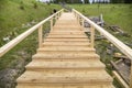 New wooden stairs outdoors. Carpenters work Royalty Free Stock Photo