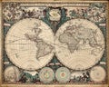 New World Map in Light of the Published 1665. Author - Frederik de Wit. Royalty Free Stock Photo