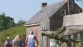 The New World old American 1800 styled timber Houses Sheds and Fencing at The Ulster America Folk Park Northern Ireland