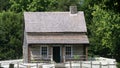 The New World old American 1800 styled timber Houses Sheds and Fencing at The Ulster America Folk Park Northern Ireland Royalty Free Stock Photo