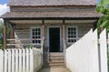 The New World old American 1800 styled timber Houses Sheds and Fencing at The Ulster America Folk Park Northern Ireland Royalty Free Stock Photo