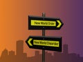 3d sign on a signpost and colored background Royalty Free Stock Photo