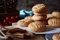 New Year baking. Homemade shortbread cookies with cinnamon