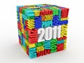 New year 2011. Cube consisting of the numbers Royalty Free Stock Photo