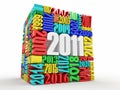 New year 2011. Cube consisting of the numbers Royalty Free Stock Photo