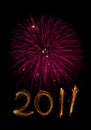 New Year 2011 sparklers and magenta fireworks Royalty Free Stock Photo