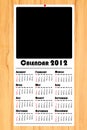 New year 2012 calendar on wooden board Royalty Free Stock Photo