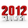 New Year 2012 pushing 2011 down - a 3d image Royalty Free Stock Photo