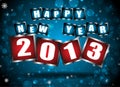 New year 2013 in blue background Royalty Free Stock Photo