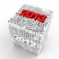 New year 2013. Cube of many year numbers. Royalty Free Stock Photo