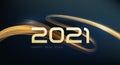 2021 New Year Abstract shiny color gold wave design element Royalty Free Stock Photo