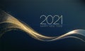 2021 New Year Abstract shiny color gold wave design element Royalty Free Stock Photo