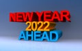 New year 2022 ahead on blue