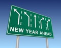 New year ahead road sign 3d illustration Royalty Free Stock Photo