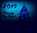 New Year 2019 background in blue colour vector