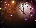 2017 New Year background with clock. Royalty Free Stock Photo