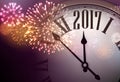 2017 New Year background with clock. Royalty Free Stock Photo