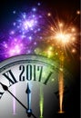 2017 New Year background with clock. Royalty Free Stock Photo