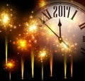 2017 New Year background with clock. Royalty Free Stock Photo