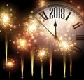 2018 New Year background with clock. Royalty Free Stock Photo