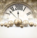 2018 New Year background with clock. Royalty Free Stock Photo