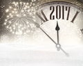 2017 New Year background with clock. Royalty Free Stock Photo