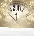 2017 New Year background with clock. Royalty Free Stock Photo