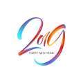 2019 New Year on the background of a colorful brushstroke oil or acrylic paint design element. Vector illustration Royalty Free Stock Photo