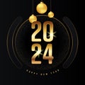 2024 new year background decorative with luxury golden firework and glister texture