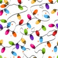 New year background design. Colorful Christmas light bulb seamless pattern Royalty Free Stock Photo
