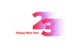 2023 new year background design with number 23 text Happy New Year Digital pixel lettering with number 23 background for