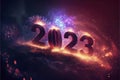 New Year 2023 background with fireworks Royalty Free Stock Photo