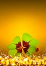 New year background with four leaf clover and ladybird. Royalty Free Stock Photo