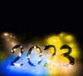 New year background of misted glass. 2023 numbers Royalty Free Stock Photo