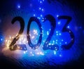 New year background of misted glass. 2023 numbers Royalty Free Stock Photo