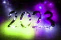 New year background of misted glass. 2023 numbers Royalty Free Stock Photo