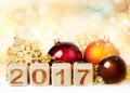 New year2017 background poster.Holiday golden wallpaper.