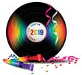 New Year background with rainbow vinyl record