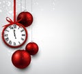 New year background with red christmas balls. Royalty Free Stock Photo