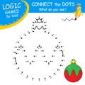 New Year Ball. Connect the dots by numbers to draw the christmas toy. Winter symbol. Dot to dot Game and Coloring Page Royalty Free Stock Photo