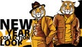 Tiger in trendy clothes banner for fashion mens clothing store