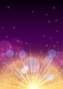 New Year banner flyer concept with firework flare,glowing stars,light flashes,highlight circles,christmas background