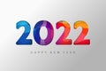 2022 new year banner, numbers paper cut colorful