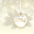 New year 2014 banner with ribbon and bow vector