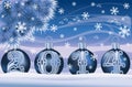 New 2014 Year banner with silver xmas balls Royalty Free Stock Photo