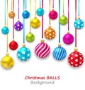 New Year Bckground with Set Colorful Christmas Balls Royalty Free Stock Photo