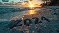 New year 2024 on the beach. The inscription on the sand Royalty Free Stock Photo