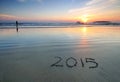 2015 new year on beach sand Royalty Free Stock Photo